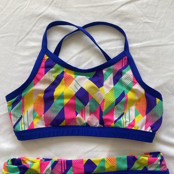 TYR Girls' Paint Party Trinity swim suit 2 piece size 10/12 youth beach summer - Picture 3 of 8